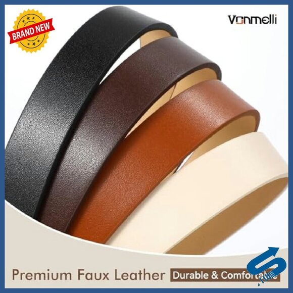 4 Pack Thin Leather Belts Skinny Waist Gold Buckle Women\'s Fashion main image 6